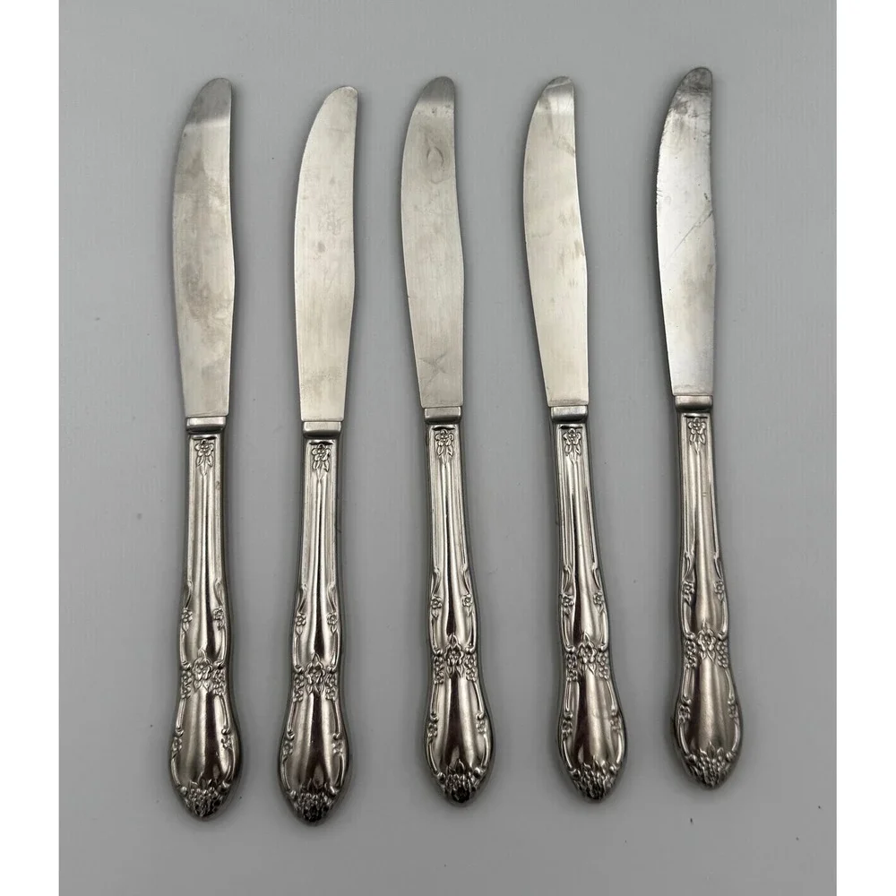 Vtg Oneida Kennett Square Dinner Knives Distinction Deluxe Stainless Steel Lot 5